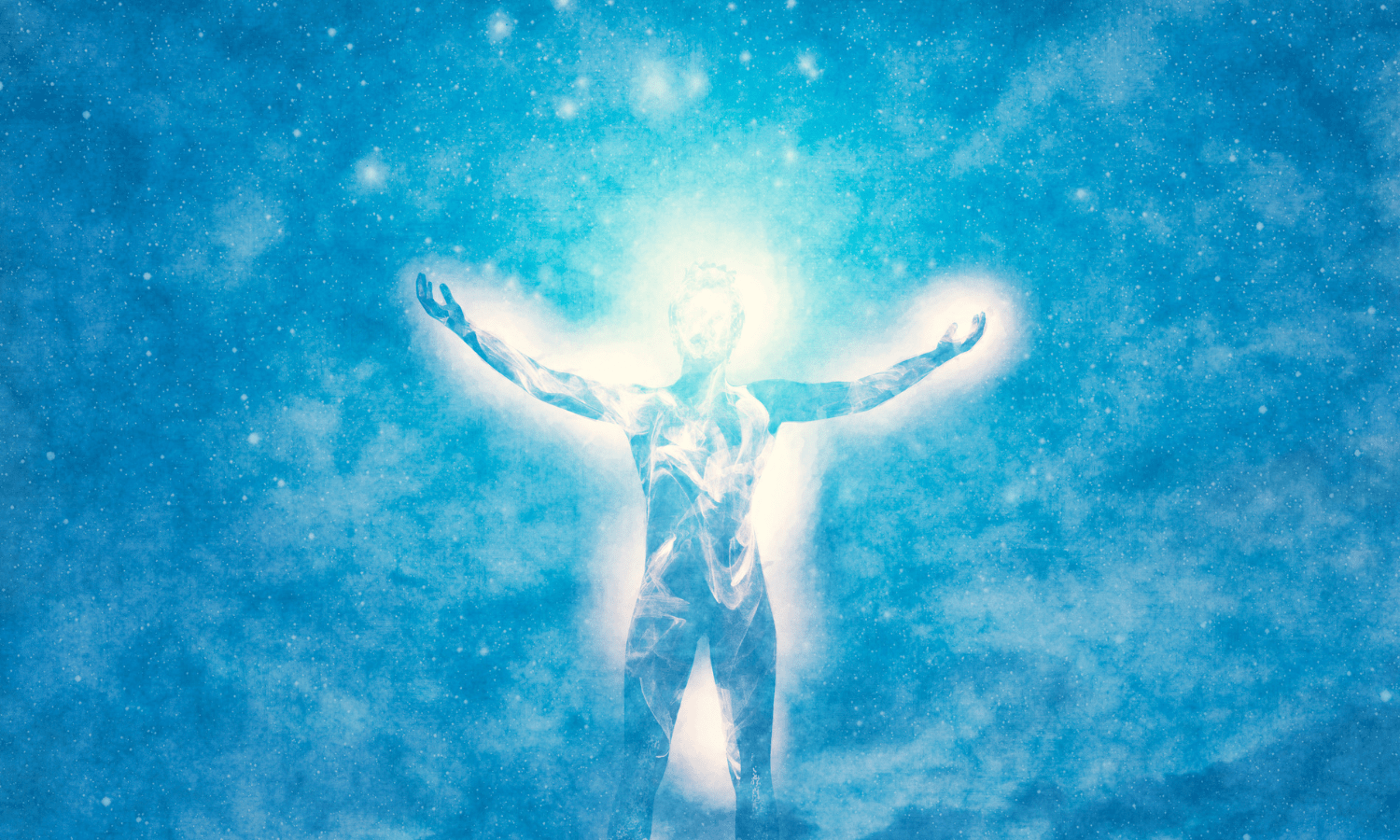 person with blue aura showing 