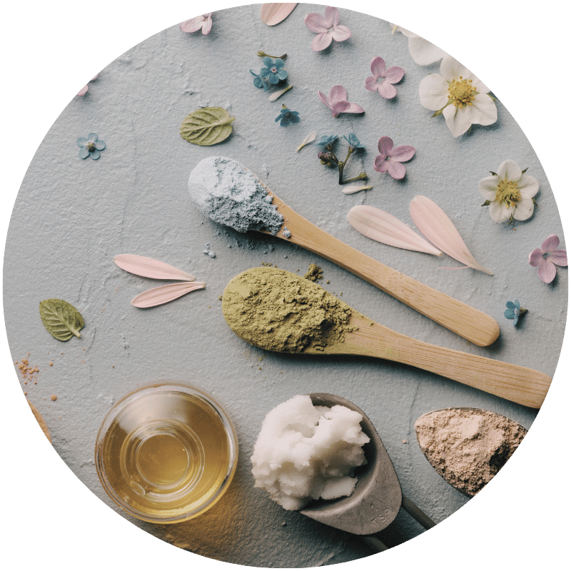 spread of natural ingredients used to make Nefertem bar soap