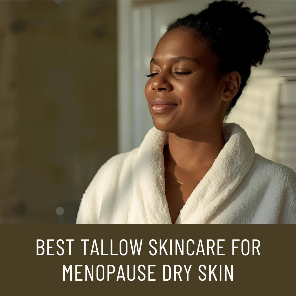 woman peacefully in bathroom closing eyes with menopause