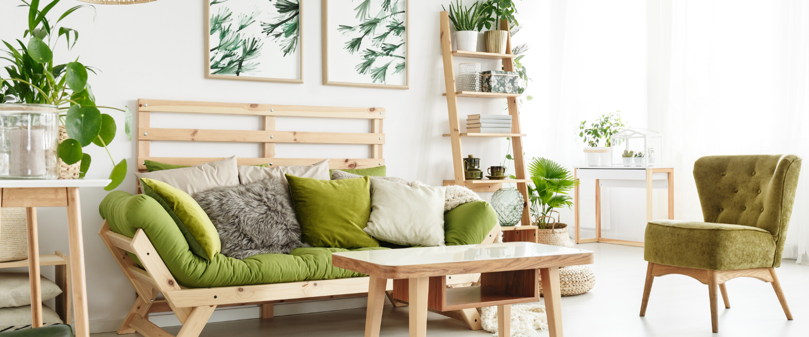 green natural lifestyle living room set up