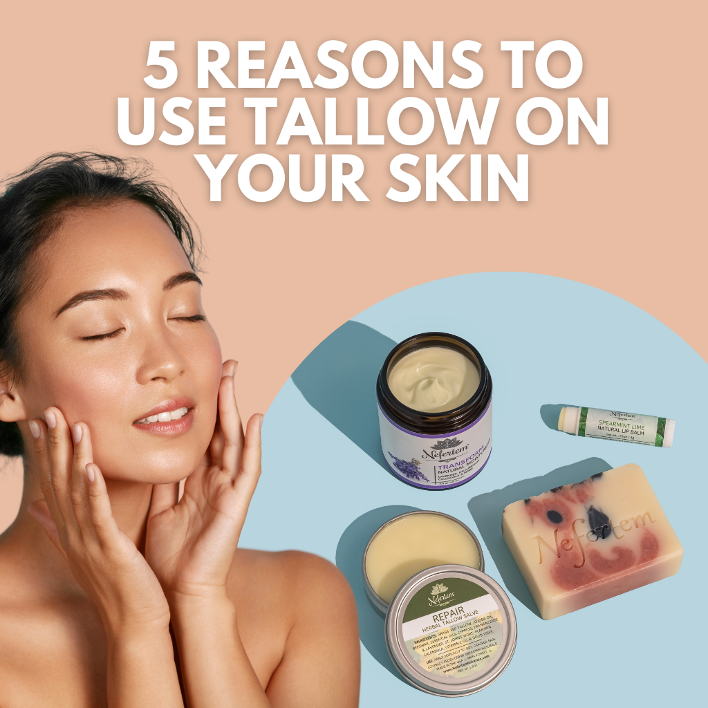 woman with glowing skin using tallow as face cream