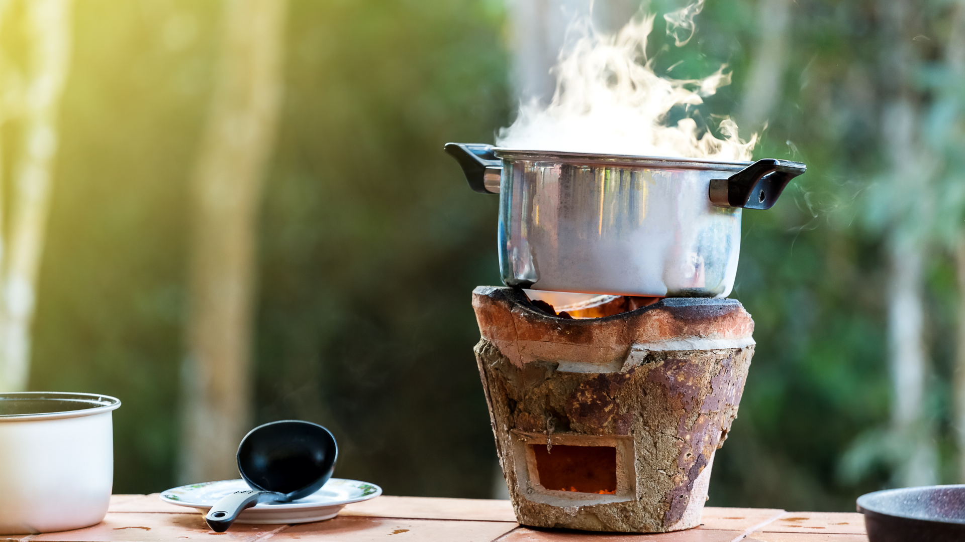 soup warming on top of pot outside holistic skincare company office