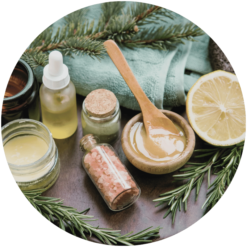 natural ingredients with salt and oils for natural skincare