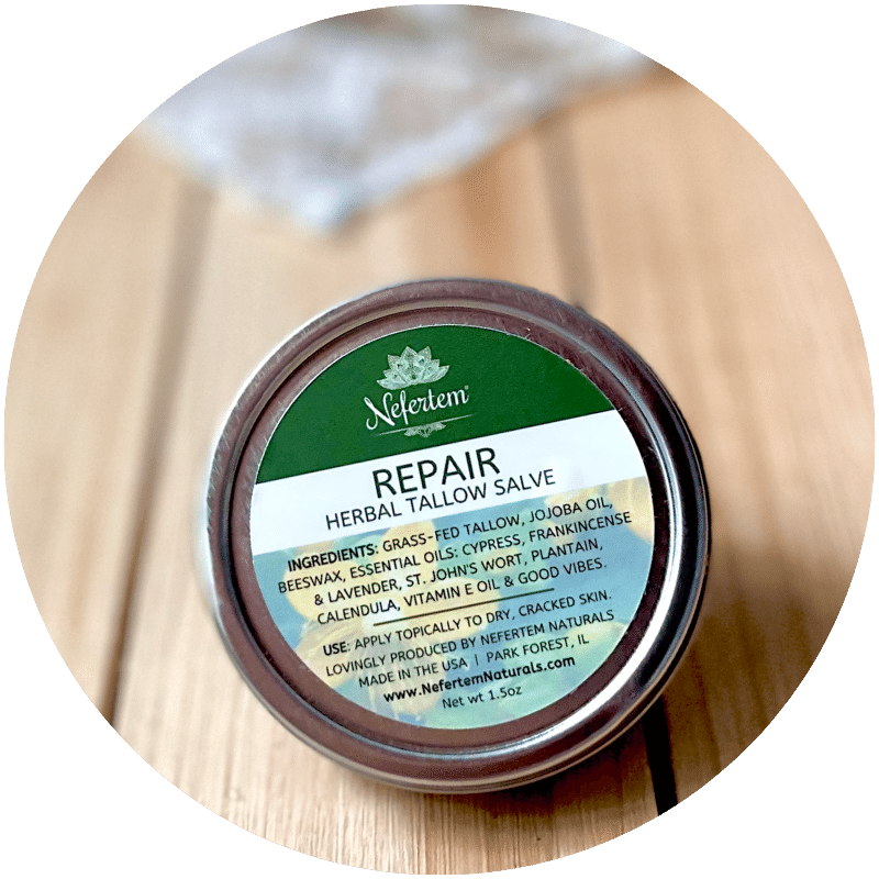 Repair salves for hands and feet with herbs and oils