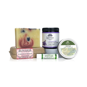 tallow skincare kit with soap moisturizer salve and lip balm