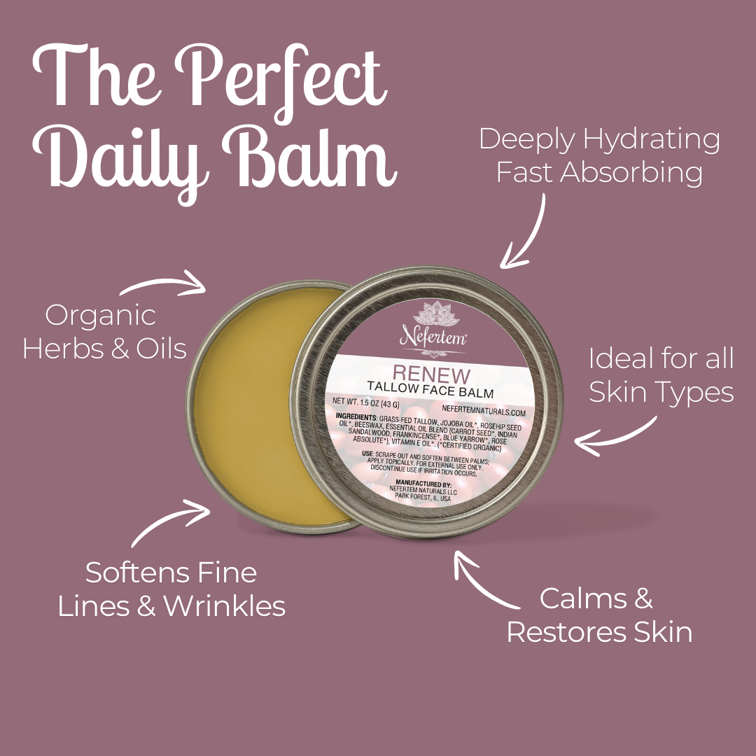 Showing tallow face balm is perfect for daily use