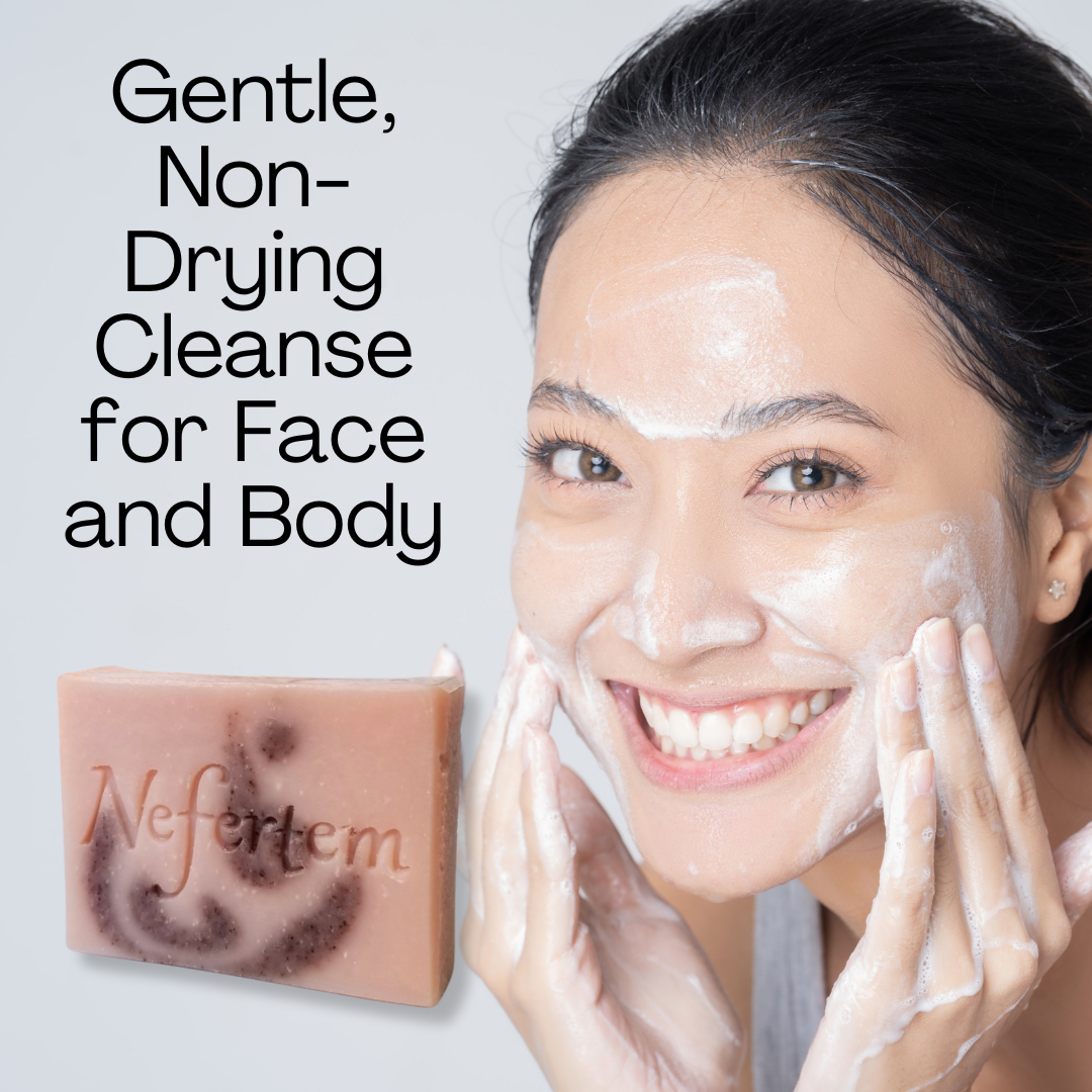 woman washing face with tallow soaps by Nefertem