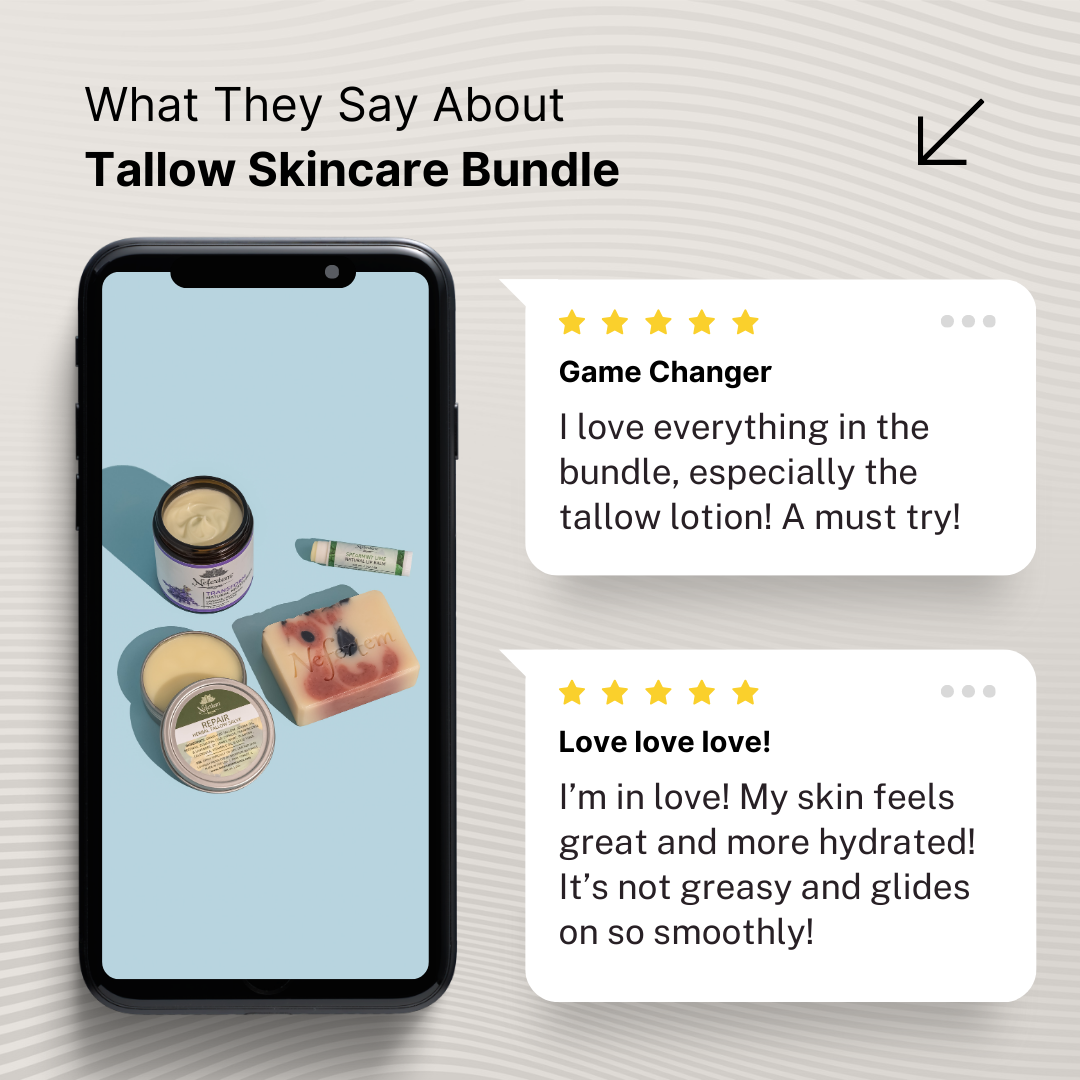 customer reviews for our Tallow Skincare Bundle