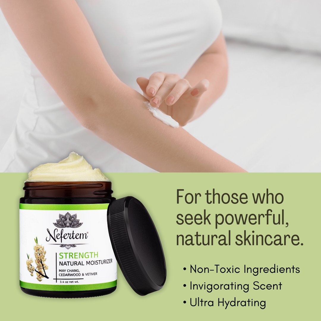 applying tallow moisturizer to arm with benefits listed