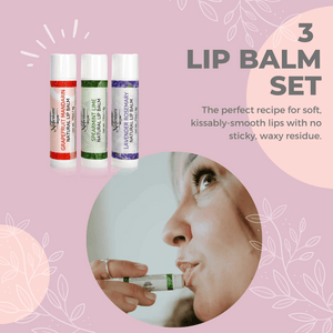 3 lip balms set with wording