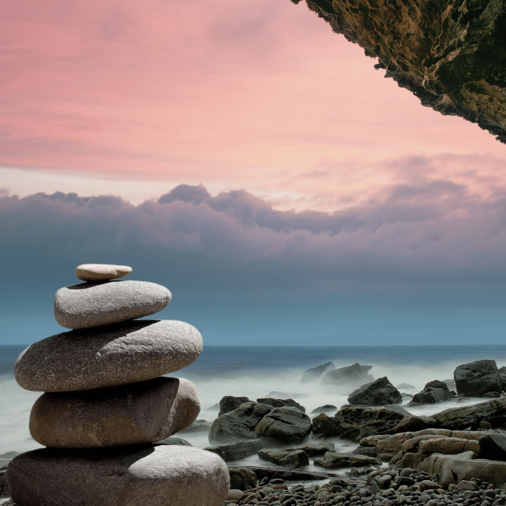 rocks stacked representing order out of chaos