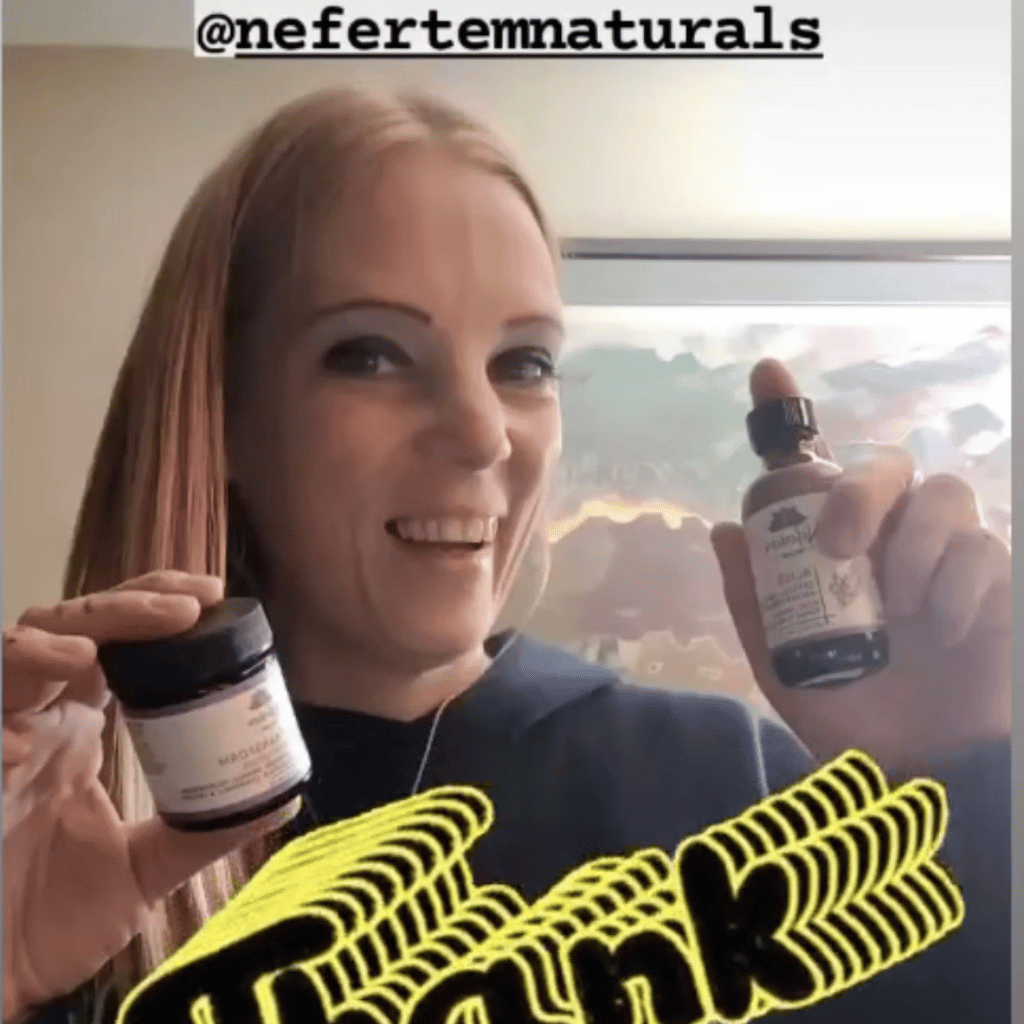 woman holding the intention kits skincare products