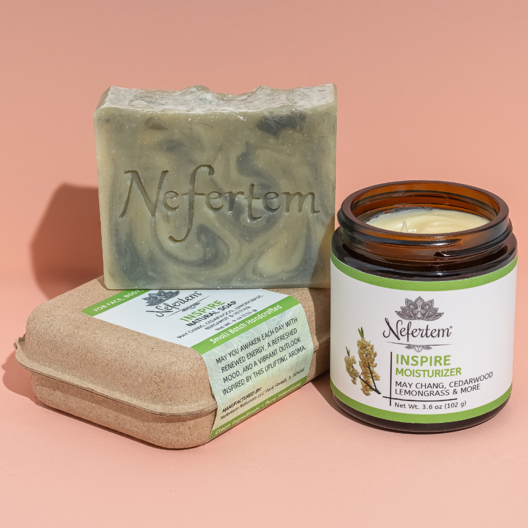Inspire Bundle contents which include the tallow moisturizer and tallow bar soap by Nefertem